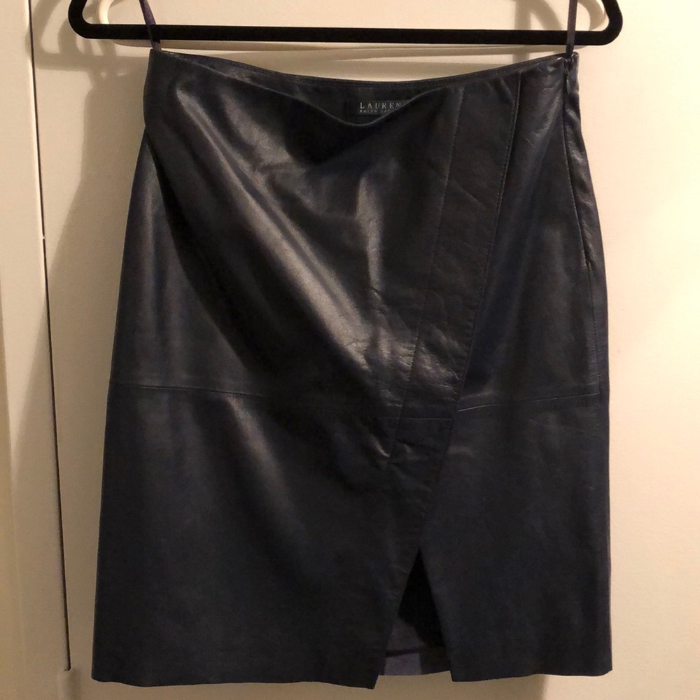 Navy leather skirt